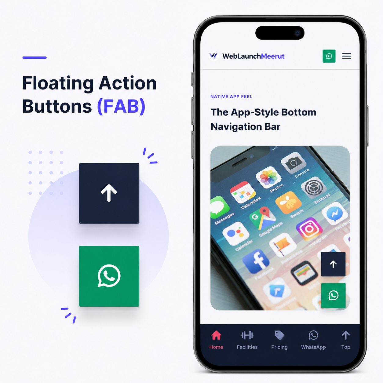 WhatsApp floating action button mockup
