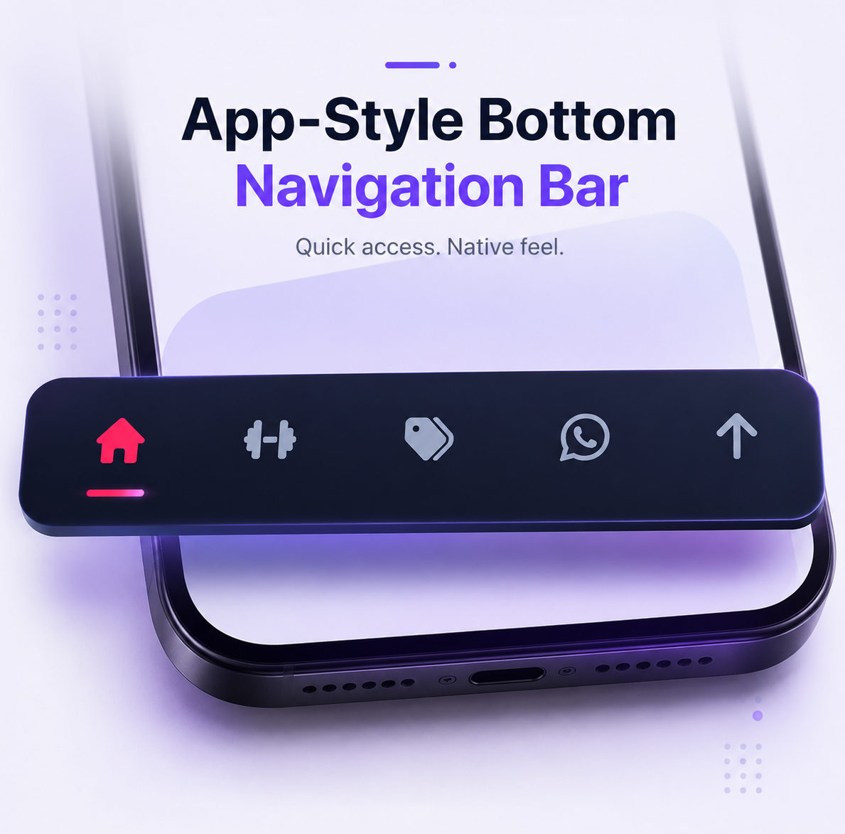App-style navigation mockup